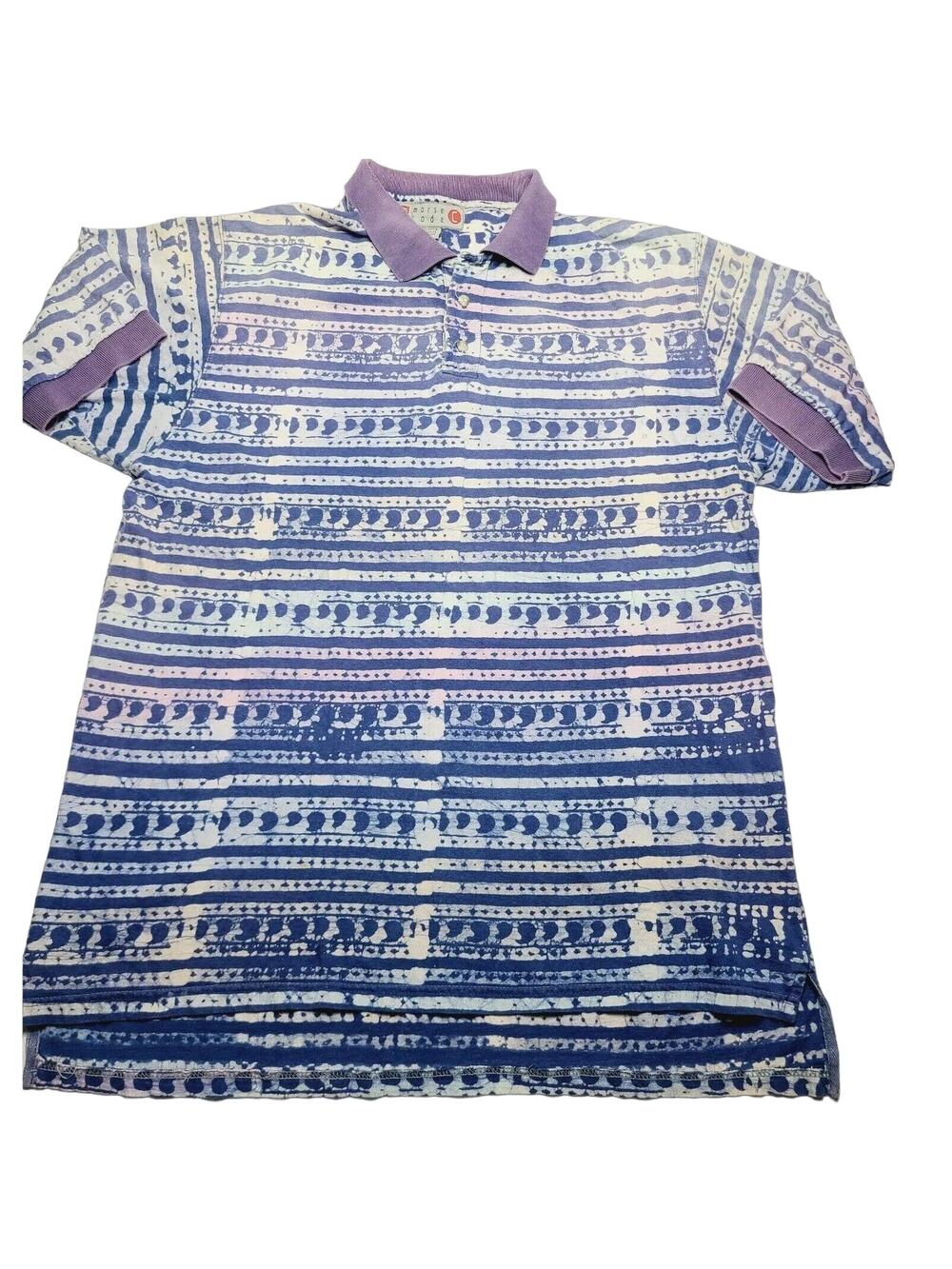 Vintage Morse Code Polo Shirt Men's Size XL Faded 90's All Over Design Colorful